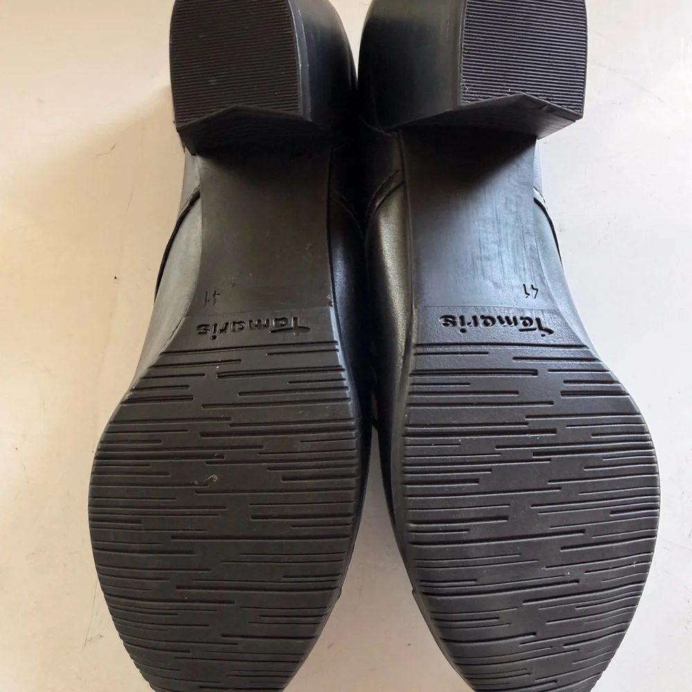NEW Elegant Black Leather Tamaris Women's Oxford Shoes, Made in Germany, size 41 - Picture 10 of 10